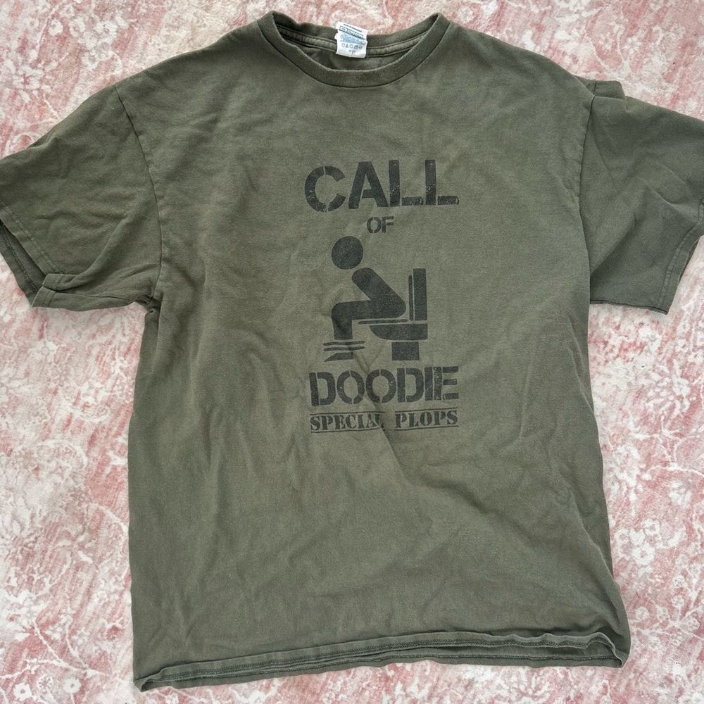 Olive Green Colored Funny Graphic T-Shirt